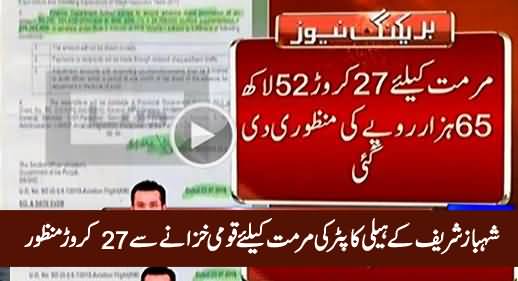 27 Crore Rs. Approved For The Maintenance of Shahbaz Sharif's Helicopter