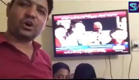 A Father Expressing His Views While Listening Imran Khan Speech