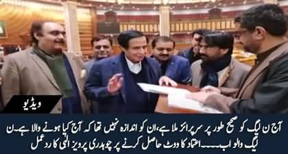 Aaj PMLN Ko Sahi Surprise Mila Hai - Ch Pervaiz Elahi's reaction after winning vote of confidence