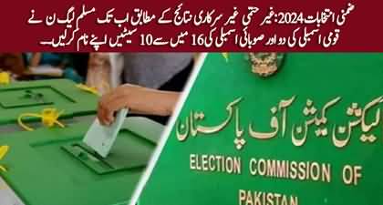 According to unconfirmed results PMLN has won 2 NA and 10 provincial assembly seats out of 16
