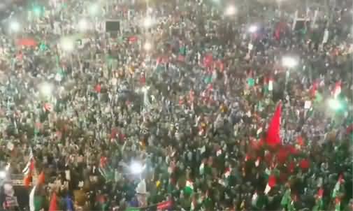 Aerial / Drone View of Crowd at PDM Jalsa in Bagh e Jinnah Karachi