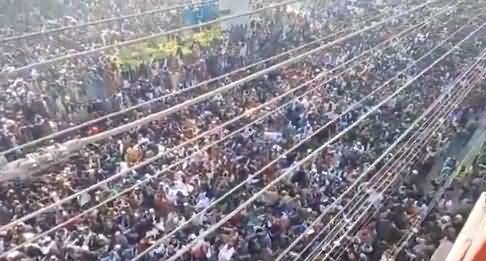 Aerial view of crowd at Khadim Hussain Rizvi's Urs on third day
