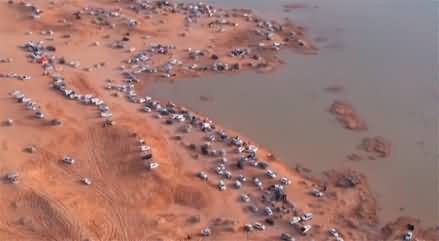 Aerial view of flood in Saudi Arabia after heavy rainfall