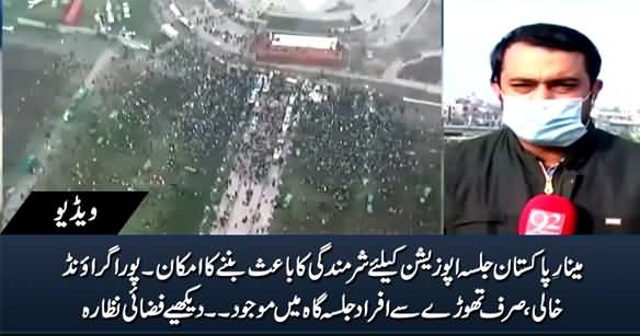 Aerial View of PDM Jalsa At Minar e Pakistan Ground, Very Little Crowd in The Ground