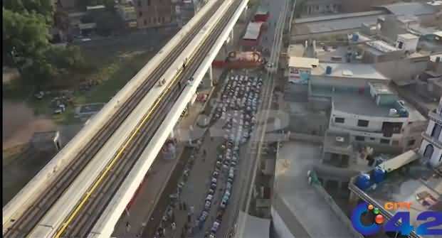 Aerial View of TLP Protesters Offering Prayer At Dharna in Lahore