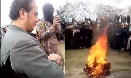 Afghan Taliban burns musical instruments of a musician