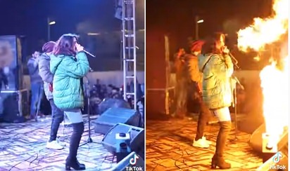 Aima Baig narrowly escaped being hit by fire during live concert