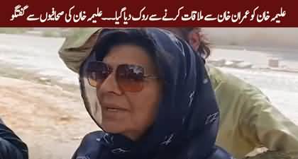 Aleema Khan talks to journalists after being stopped from meeting Imran Khan