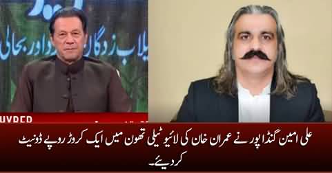 Ali Amin Gandapur donates one crore rupees in Imran Khan's live telethon