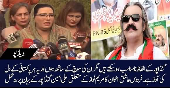 Ali Amin Gandapur's Words May Be Inappropriate But I Back His Ideology - Firdous Ashiq Awan