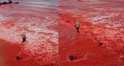Amazing scenes as 'Blood rain' flows down Iranian mountain