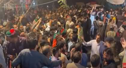 Another footage shows huge number of people gathered in Zaman Park to welcome Imran Khan
