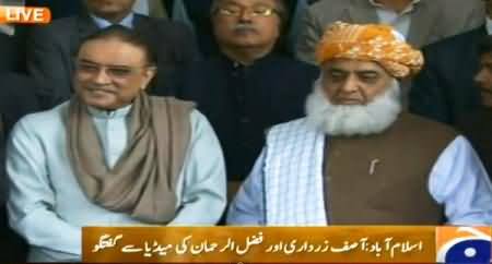 Asif Ali Zardari Talking to Media Along with Maulana Fazal-ur-Rehman - 1st March 2015