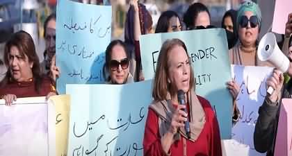Aurat March organizers hold protest in Islamabad against court verdict in Iddat case