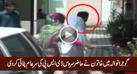 Brave Woman Publicly Beating Serving DSP in Gujranwala, DSP Ran Away