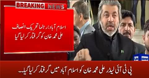 Breaking: PTI leader Ali Muhammad Khan arrested in Islamabad