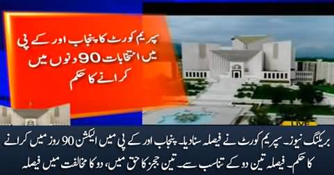 Breaking News: Supreme Court orders ECP to hold election in Punjab & KP in 90 days