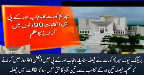 Breaking News: Supreme Court orders ECP to hold election in Punjab & KP in 90 days