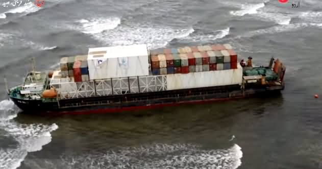 Cargo Ship Still Stuck at Karachi's Sea View, All Efforts Failed To Get It Out