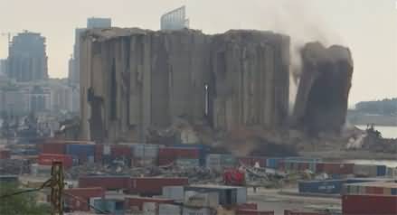 Caught on camera: Silos damaged in the 2020 Beirut explosion collapse two years later