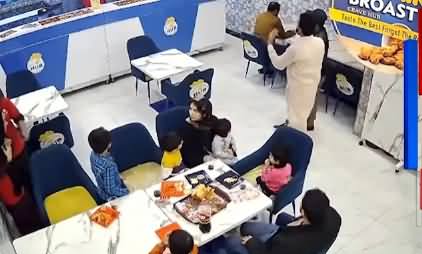 CCTV footage of robber in restaurant in Lahore, staff girl collapsed in panic