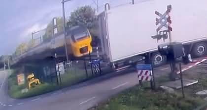 CCTV footage: Train collides with truck in Netherlands
