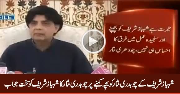 Chaudhry Nisar's Blasting Reply to Shahbaz Sharif For Calling Him A Kid
