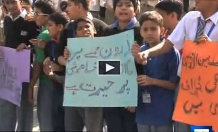 Children of Different Schools Protest Against Drone Strikes