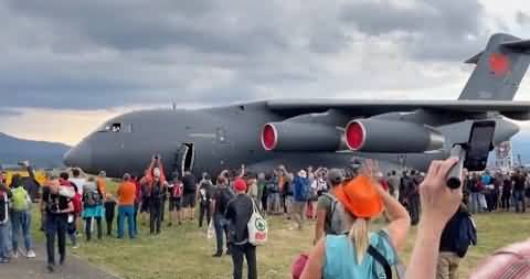 China's Y-20 transport aircraft draws attention at Airpower 2022 in Austria