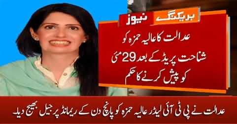 Court sends PTI leader Aliya Hamza to jail on five-day remand