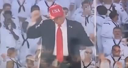 Donald Trump surprises crowd with 'Trump Dance' to close Navy's 250th anniversary