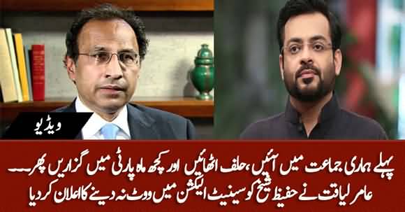 PTI's Aamir Liaquat Hussain Announced To Not Vote Abdul Hafeez Sheikh In Senate Polls