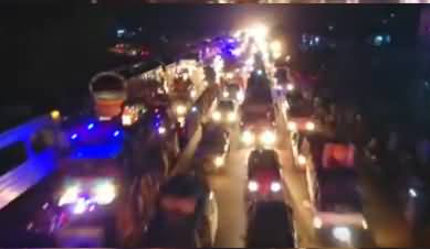 Drone View of Maulana Fazlur Rehman's Azadi March At Night