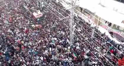 Drown footage of crowd in PTI's Haqeeqi Long March in Rawalpindi