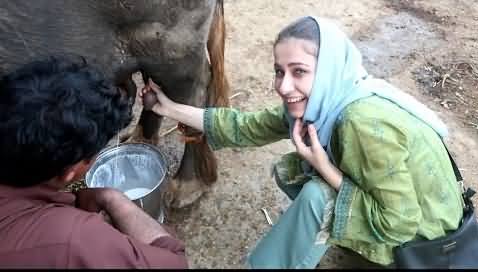 European Girl Enjoying Pakistani Village Life