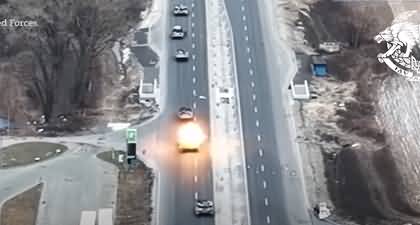 Exclusive drone footage: Another Russian convoy is ambushed by Ukrainians using anti-tank missiles
