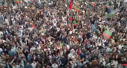 Exclusive Drone Footage of PTI's Power Show in Peshawar Today