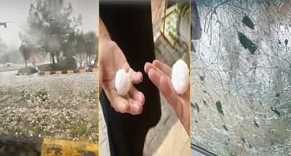 Exclusive footage of hailstorm in Islamabad shattering windows of several vehicles