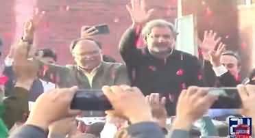 Exclusive Footage of Shahid Khaqan Abbasi & Ahsan Iqbal's Release From Adiala Jail