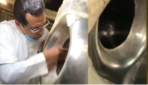 Exclusive Video of Hajar e Aswad Being Cleaned & Repaired