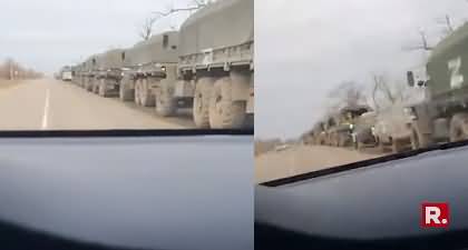 Exclusive video: Russian trucks loaded with military equipment lined up in Kyiv