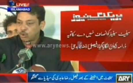 Faisal Raza Abidi Talking to Media After Resignation - 19th April 2014