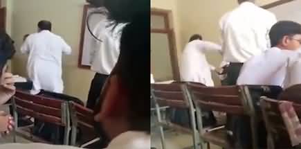 Faisalabad post graduate college teacher beats student in class