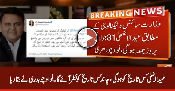 Fawad Chaudhry Announced The Date of Eid-ul-Adha