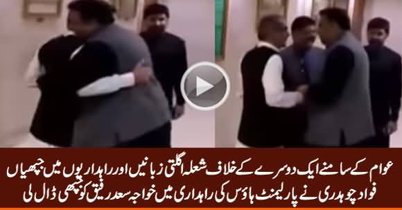 Fawad Chaudhry Hugs Khawaja Saad Rafique in National Assembly