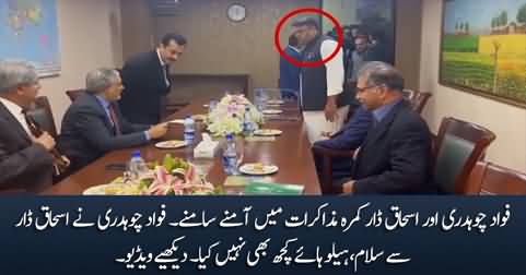 Fawad Chaudhry Ne Dialogue Table Per Ishaq Dar Se Salam Bhi Na Lia