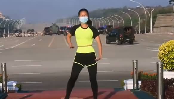 Girl Unknowingly Captures Myanmar Military Coup While Dancing During Workout Outside Parliament