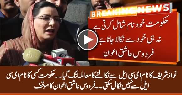 Govt Cannot Include Or Exclude Nawaz Sharif's Name From ECL - Firdous Ashiq Awan