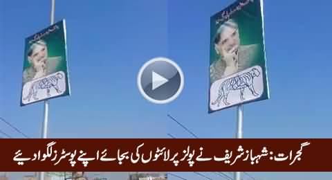 Gujrat: Shahbaz Sharif Placed His Posters on Poles Instead of Lights