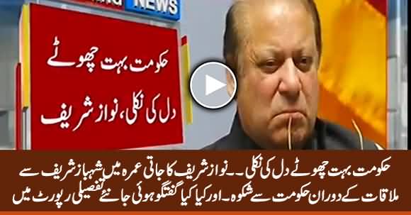 Hakumat Bohat Chote Dil Ki Nikli - Nawaz Sharif Ka Shehbaz Sharif Se Mulaqat Mein Shikwa